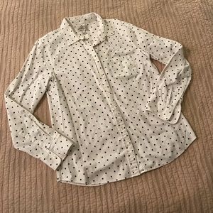 J. Crew “boy” Navy Polka Dot Button Down